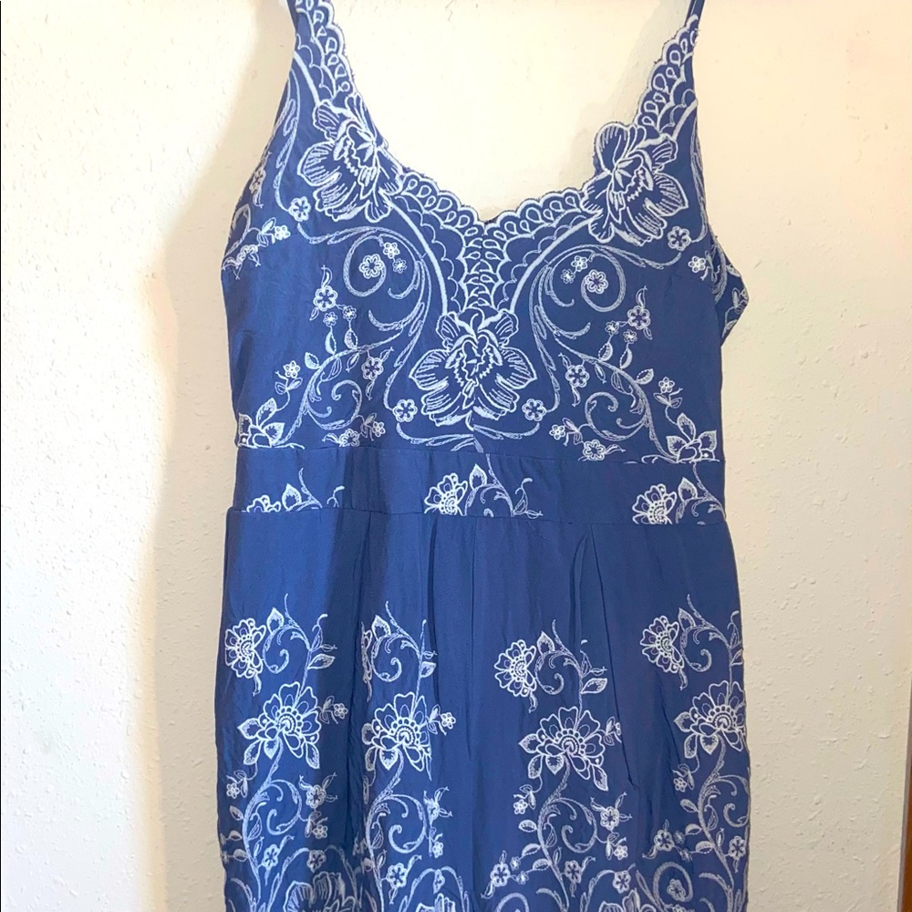 Light blue embroidered romper